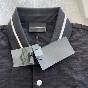 Emporio Armani monogrammed classy black polo shirt (luxury collection)